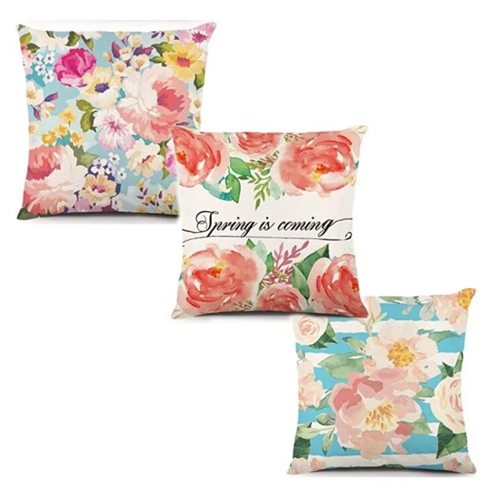 New Spring Pillow Covers 3 PCS 18 x 18 Inch Throw Pillow Covers
